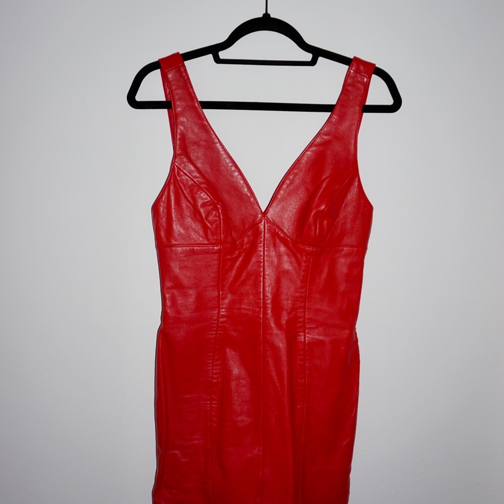 Michael Hoban North Beach Lamb Vintage Red Leather  Dress!